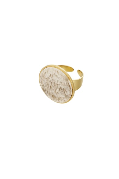 Ring round stone - Gold color/dark green h5 