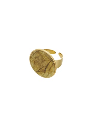 Ring round stone - Gold color/green h5 