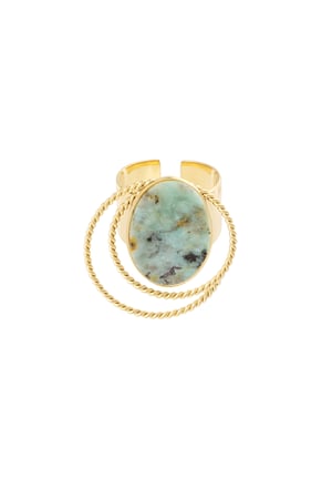 Ring stone with circles - Gold color/green h5 