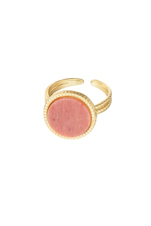 Ring round stone - Gold color/pink h5 