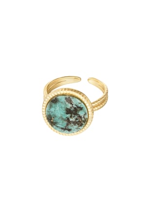 Ring round stone - Gold color/blue h5 