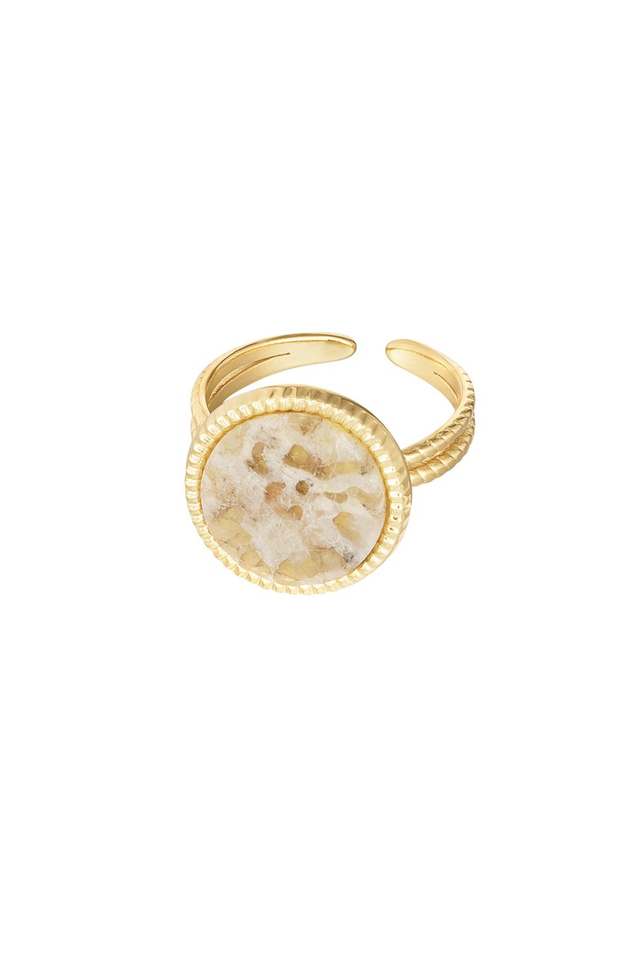 Ring runder Stein - Goldfarbe/Grün 