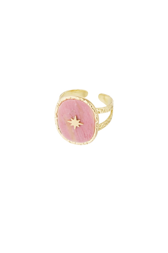 Ring stone with star - Gold color/pink 