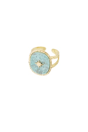 Ring stone with star - Gold color/blue h5 