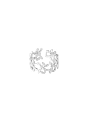 Bague jolies fleurs - Couleur argent h5 