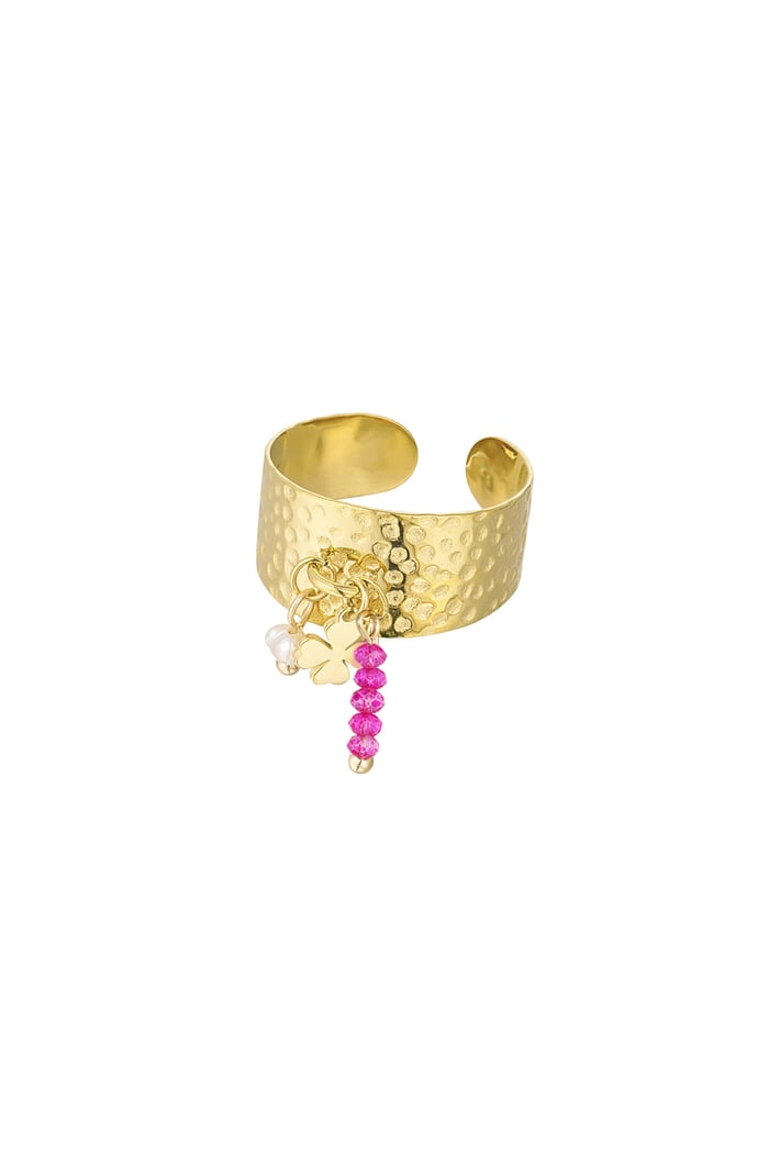 Statement ring with charms - fuchsia 