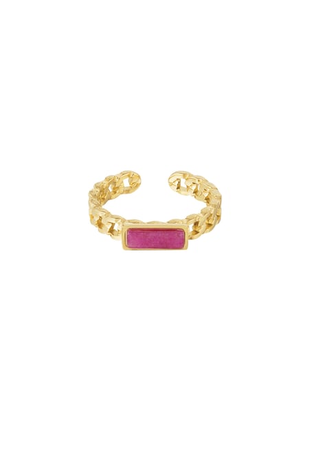 Ring verbindet dünnen Stein – Goldfarbe/Fuchsia 2