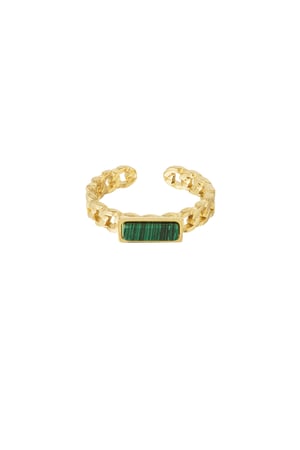 Ring links thin stone - Gold color/dark green h5 