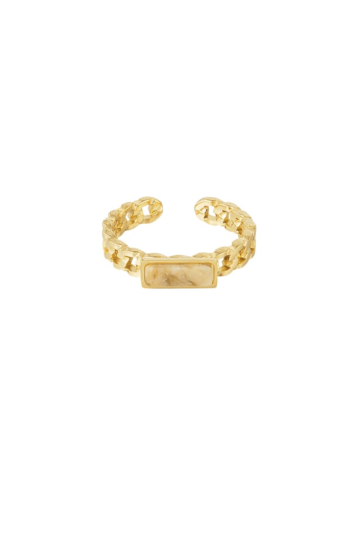 Ring links thin stone - Gold color/beige 