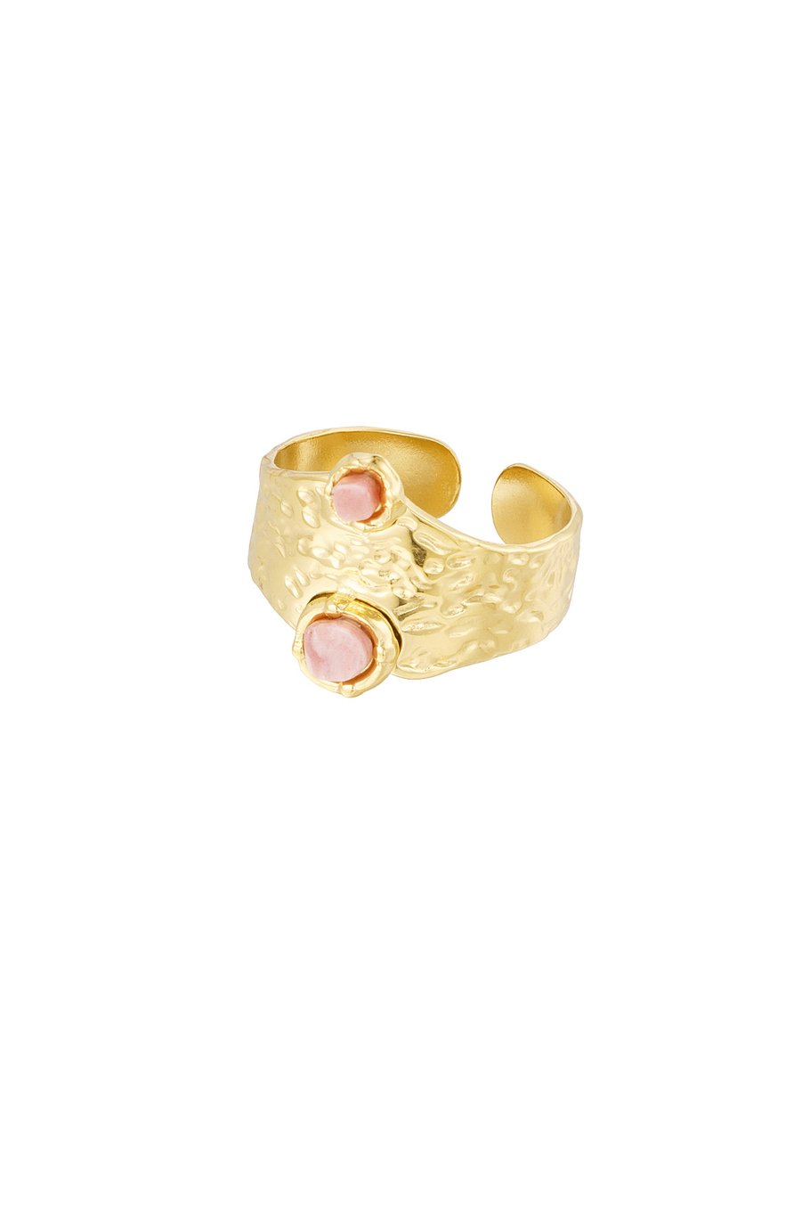 Robuster Ring mit Doppelstein - Roségold 