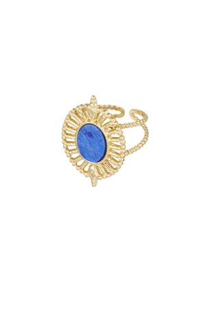 Ring fan with stone - blue Gold color h5 