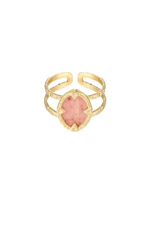 Ring with stone - Gold color/pink h5 