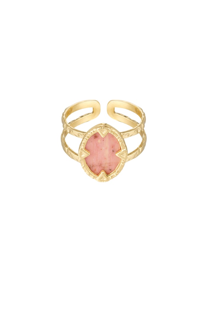 Ring with stone - Gold color/pink 