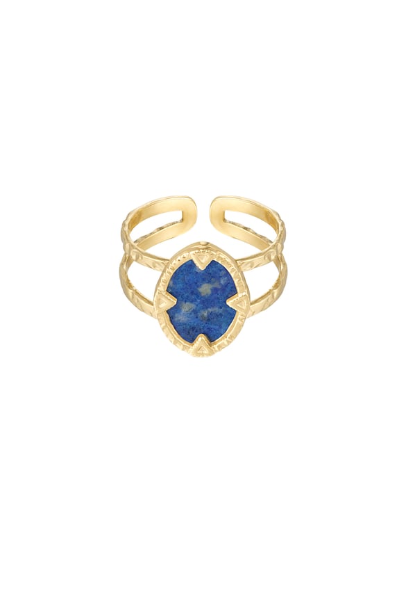 Ring with stone - Gold color/blue 2