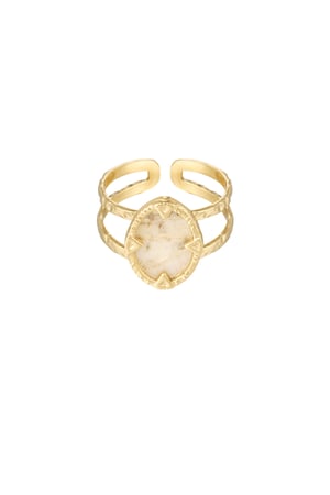 Bague avec pierre - Couleur or/beige h5 