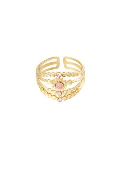 Ring four-layer with stones - Gold color/black/white h5 