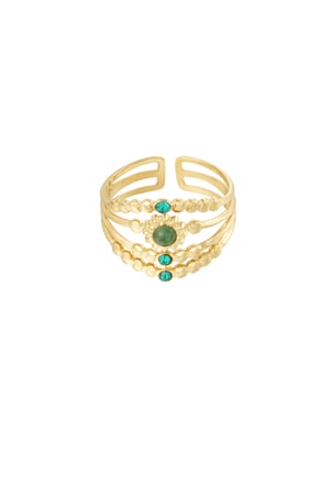 Ring four-layer with stones - Gold color/green h5 