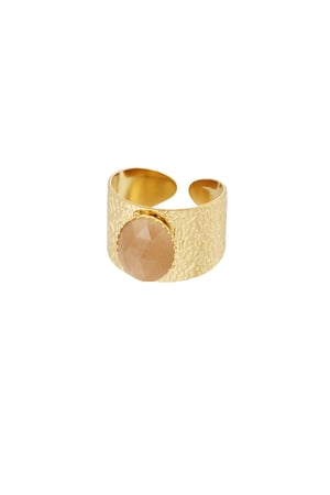 Robust ring with stone - Gold color h5 