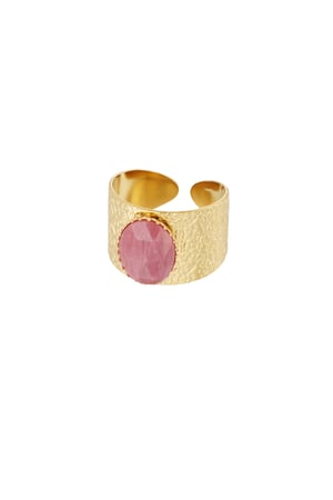 Robust ring with stone - pink Gold color h5 