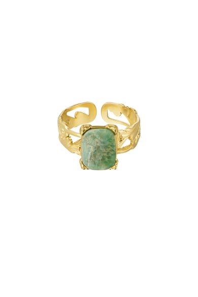 Ring elegant rectangular stone - Gold color/orange h5 