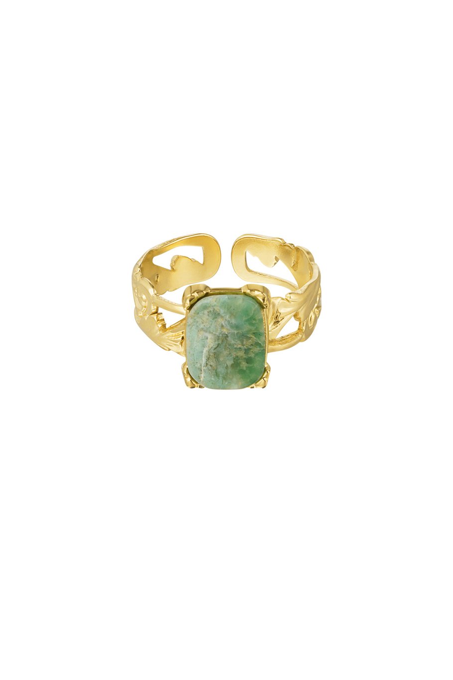 Ring elegant rectangular stone - Gold color/orange 