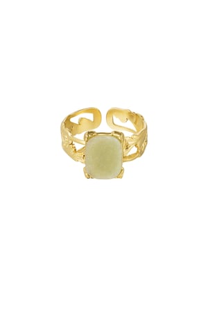 Ring graceful rectangular stone - Gold color/lime h5 