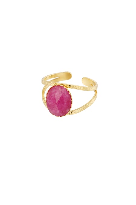 Robust open ring with stone - fuchsia