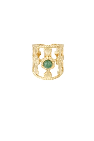 Graceful ring with stone - green Gold color h5 