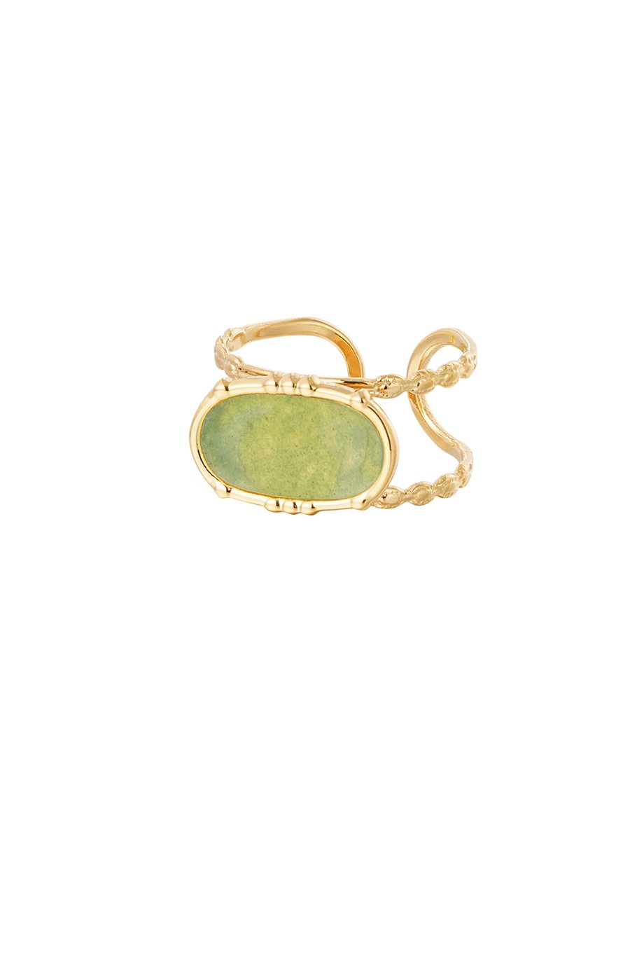 Ring classic elongated stone - Gold color/white 