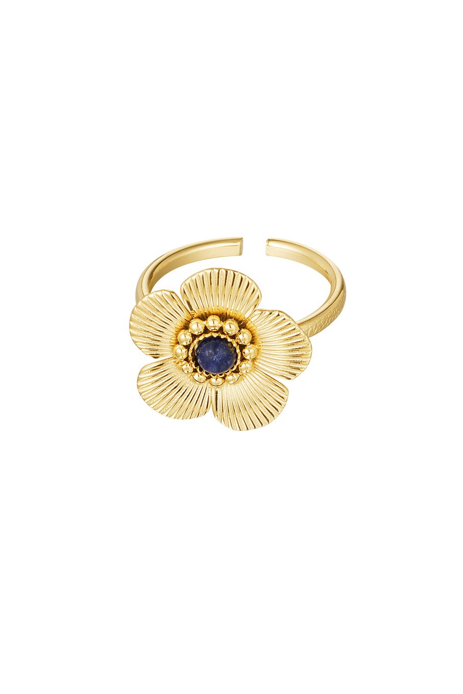 Ring flower with stone - Gold color/off-white 