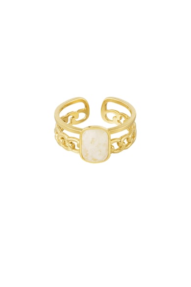 Elegant ring with stone - Gold color/green h5 