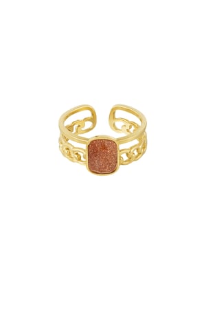 Elegant ring with stone - Gold color/red h5 