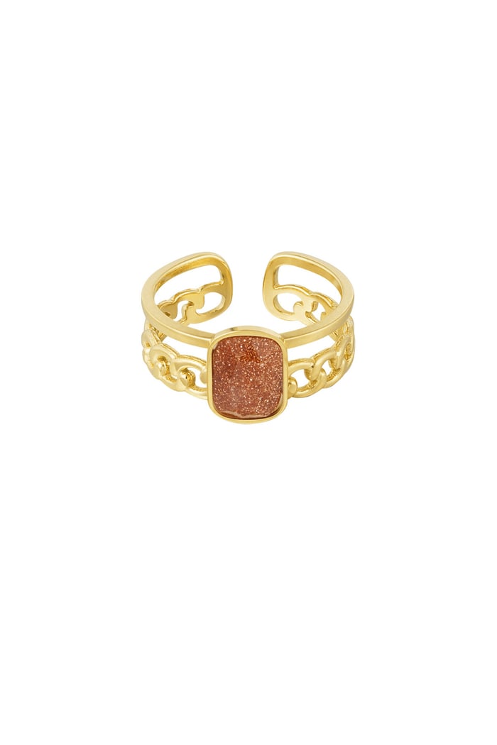 Elegant ring with stone - Gold color/red 