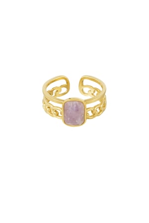 Elegant ring with stone - Gold color/purple h5 