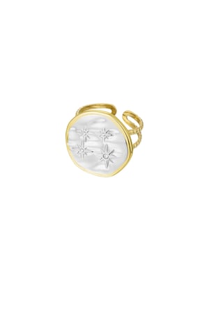 Ring round with stars - silver/Gold color h5 