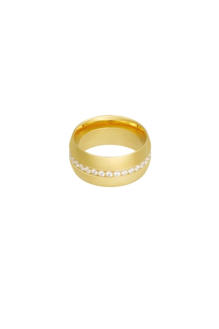 Ring wide with stones - Gold color 2