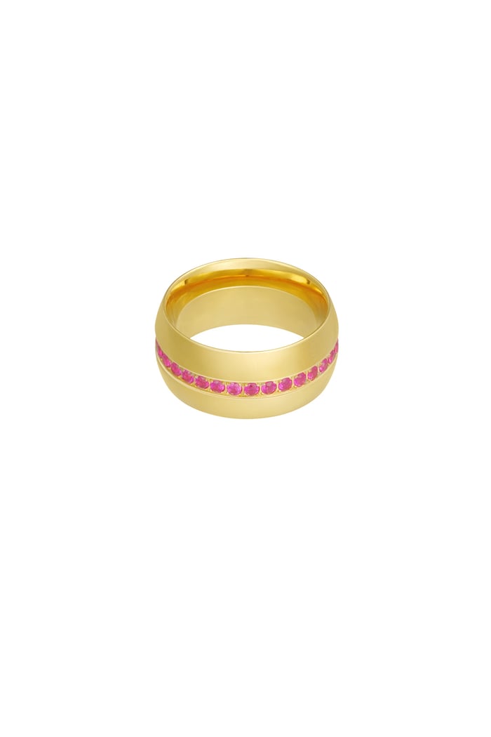 Ring breit mit Steinen - rosa 