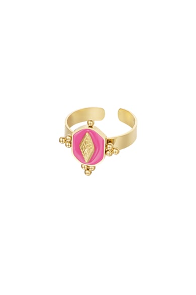 Ring vintage look colored - Gold color/green h5 