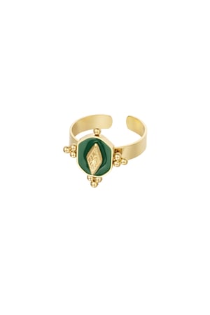 Ring vintage look colored - Gold color/green h5 