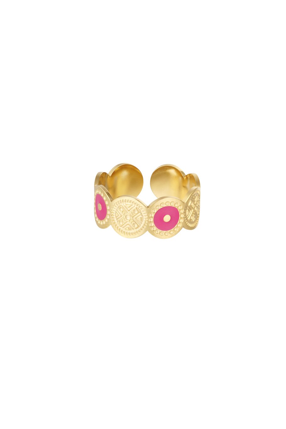 Ring circles with figure - Gold color/green 