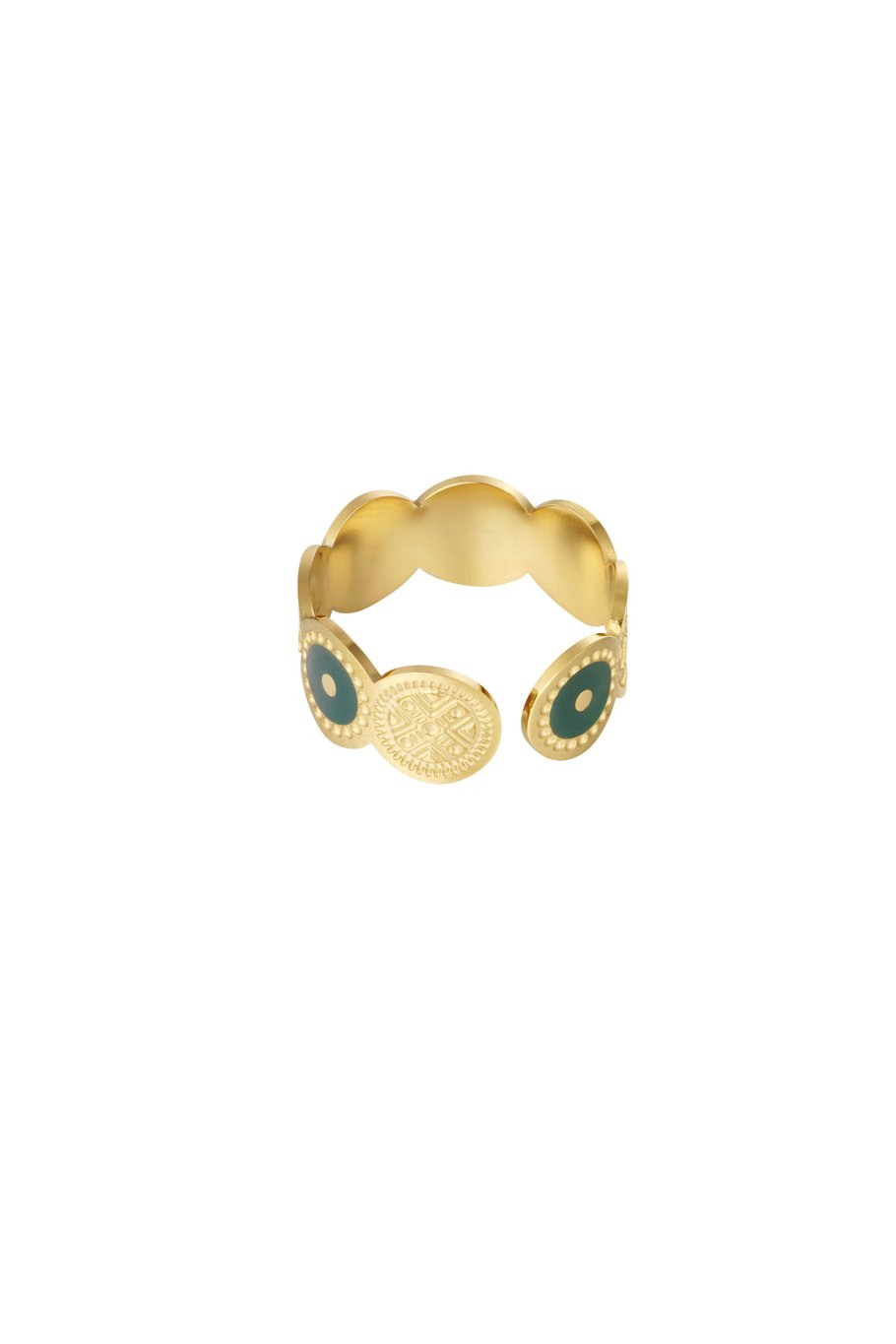 Ring rondjes met figuur - Goud kleur/groen Afbeelding2