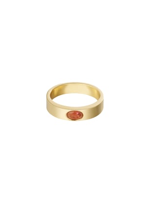 Ring basic with stone - Gold color/fuchsia h5 