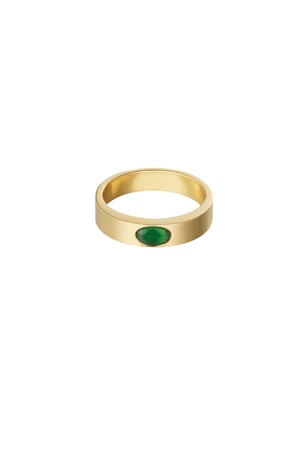 Ring basic with stone - Gold color/green h5 