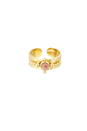 Ring stone with decoration - Gold color/pink h5 