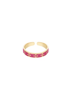 Ring colorful print - Gold color/fuchsia h5 