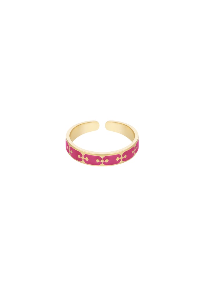 Ring colorful print - Gold color/fuchsia 