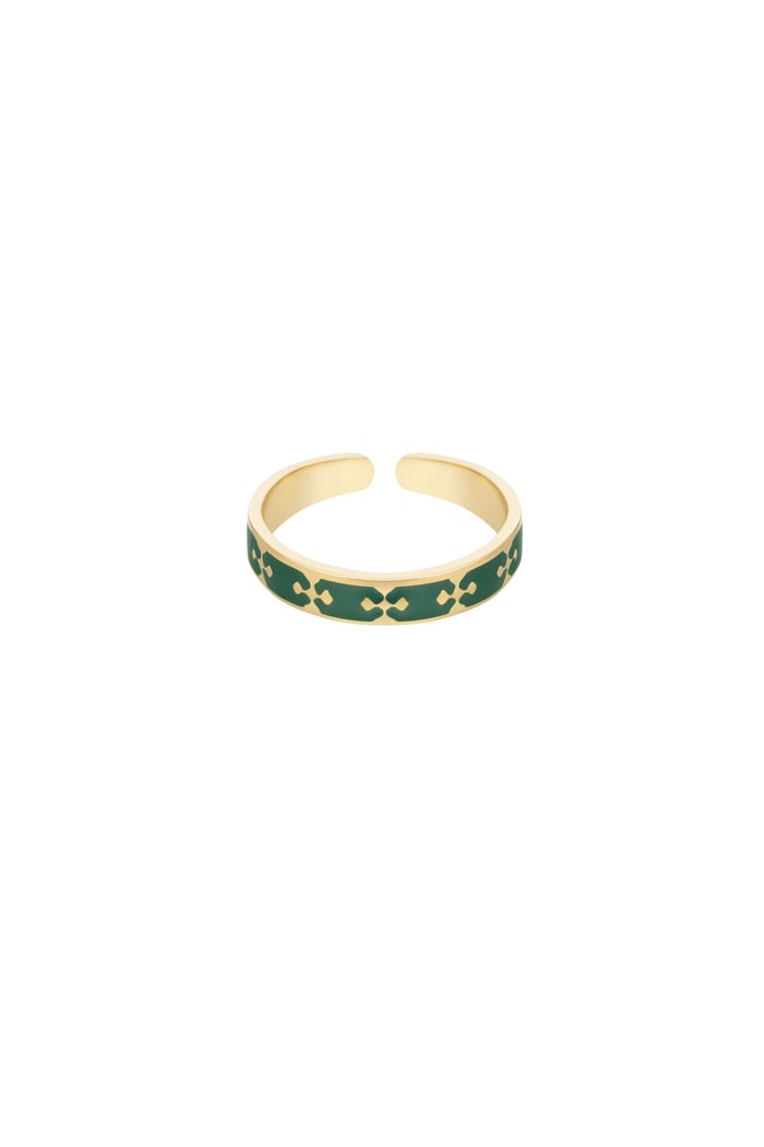 Ring colorful print - Gold color/green 