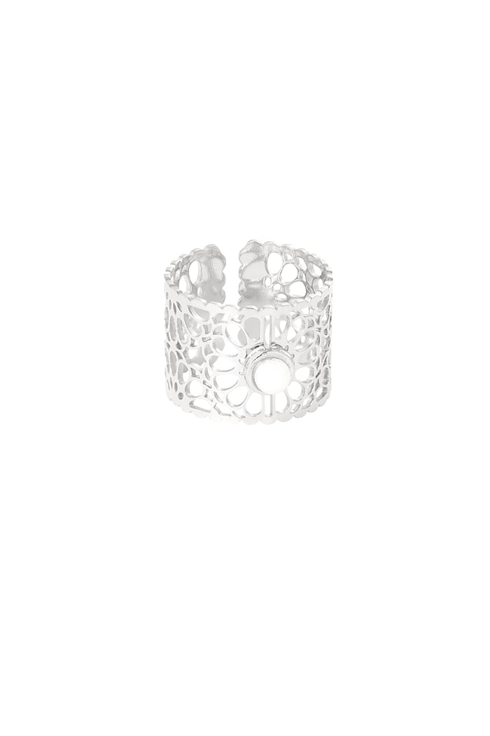 Ring mandela flower - Silver Color color 