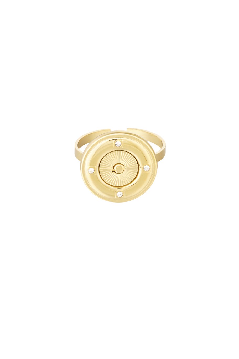 Ring round with stones - Silver Color color