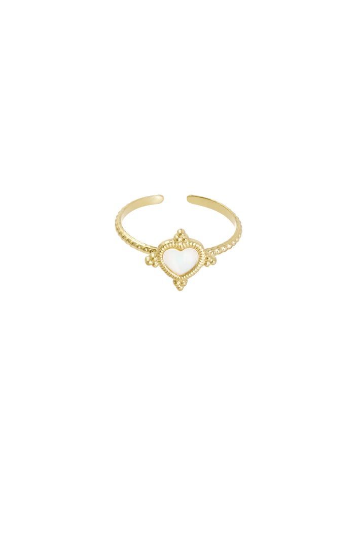 Ring with heart and stone - white Gold color 